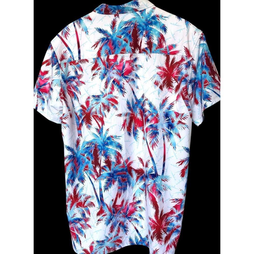 Retro Rifle AKs & Vacays Button Up Shirt Mens XL Red White Blue Hawaiian USA - Picture 4 of 11